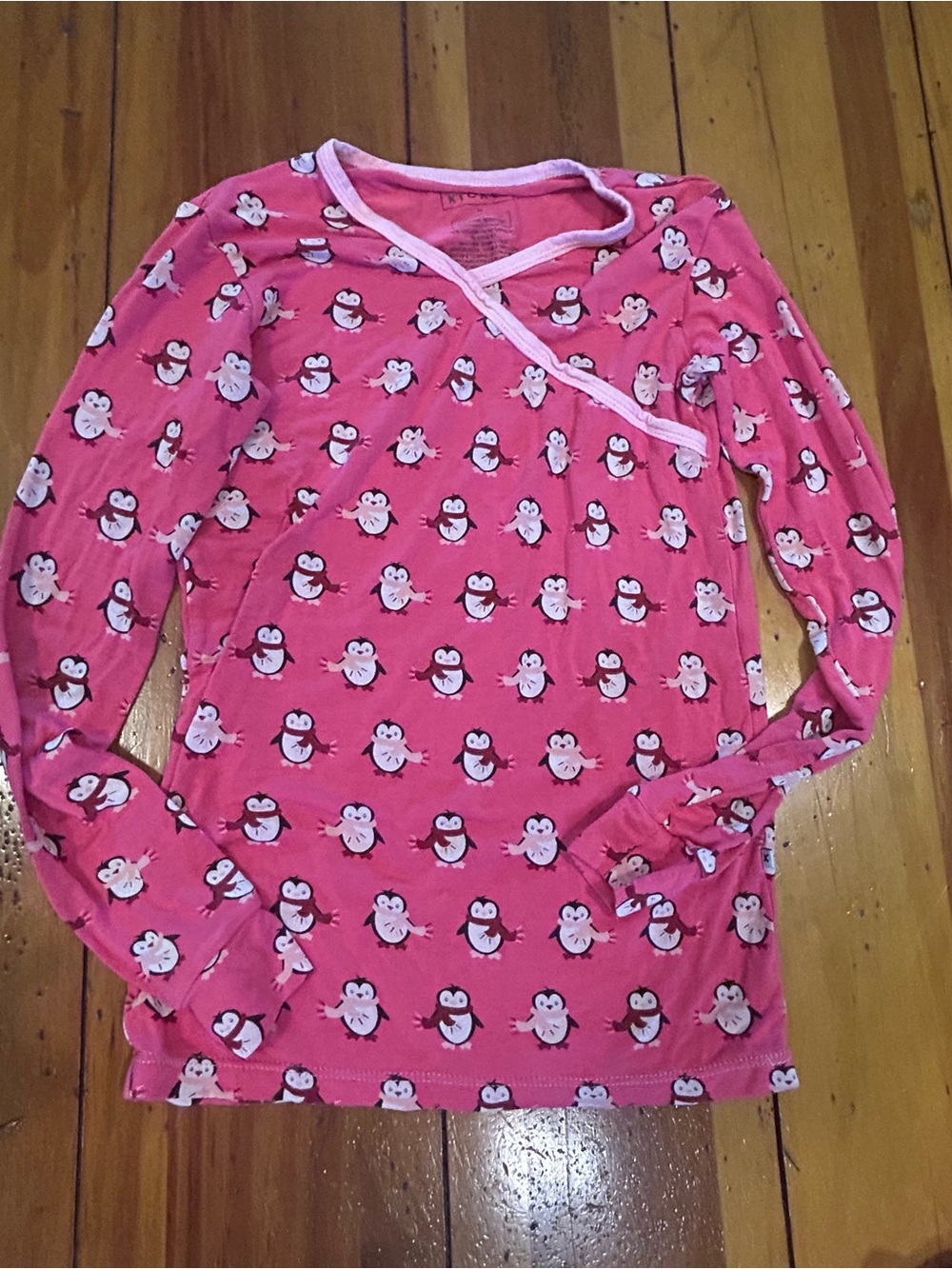 Sz10 Kickee Pants Pink Penguin Print Long Sleeve Pajama Set - Picture 2 of 6